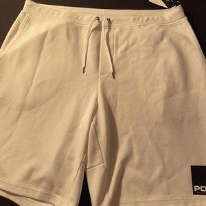 Polo Sport Ralph Lauren Mens White Logo Graphic Print Fleece Shorts Size 2XB New